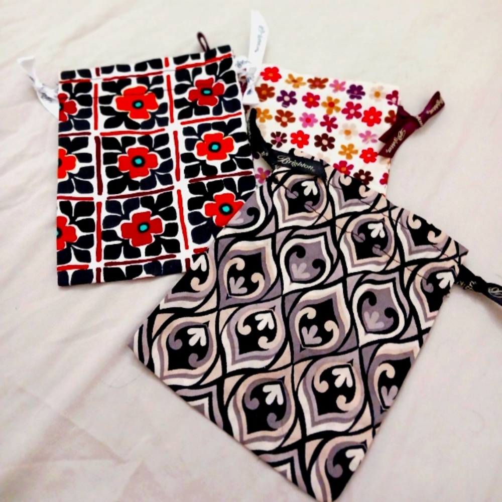 Brighton Jewelry Dustbags Bundle — Lot of 3 Small Pink Travel Drawstring…